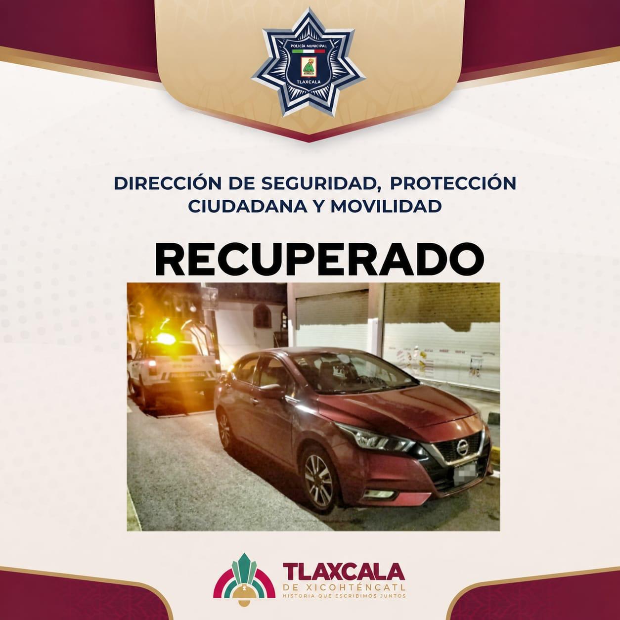 Policía Municipal recupera vehículo reportado como robado en Loma Bonita
